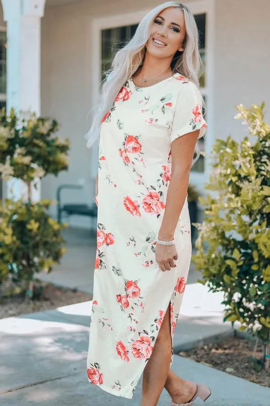 Ivory Floral Maxi Dress 2142