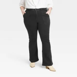 Knox Rose Womens Plus High Rise Standard Fit Full Flare Jeans Heavyweight