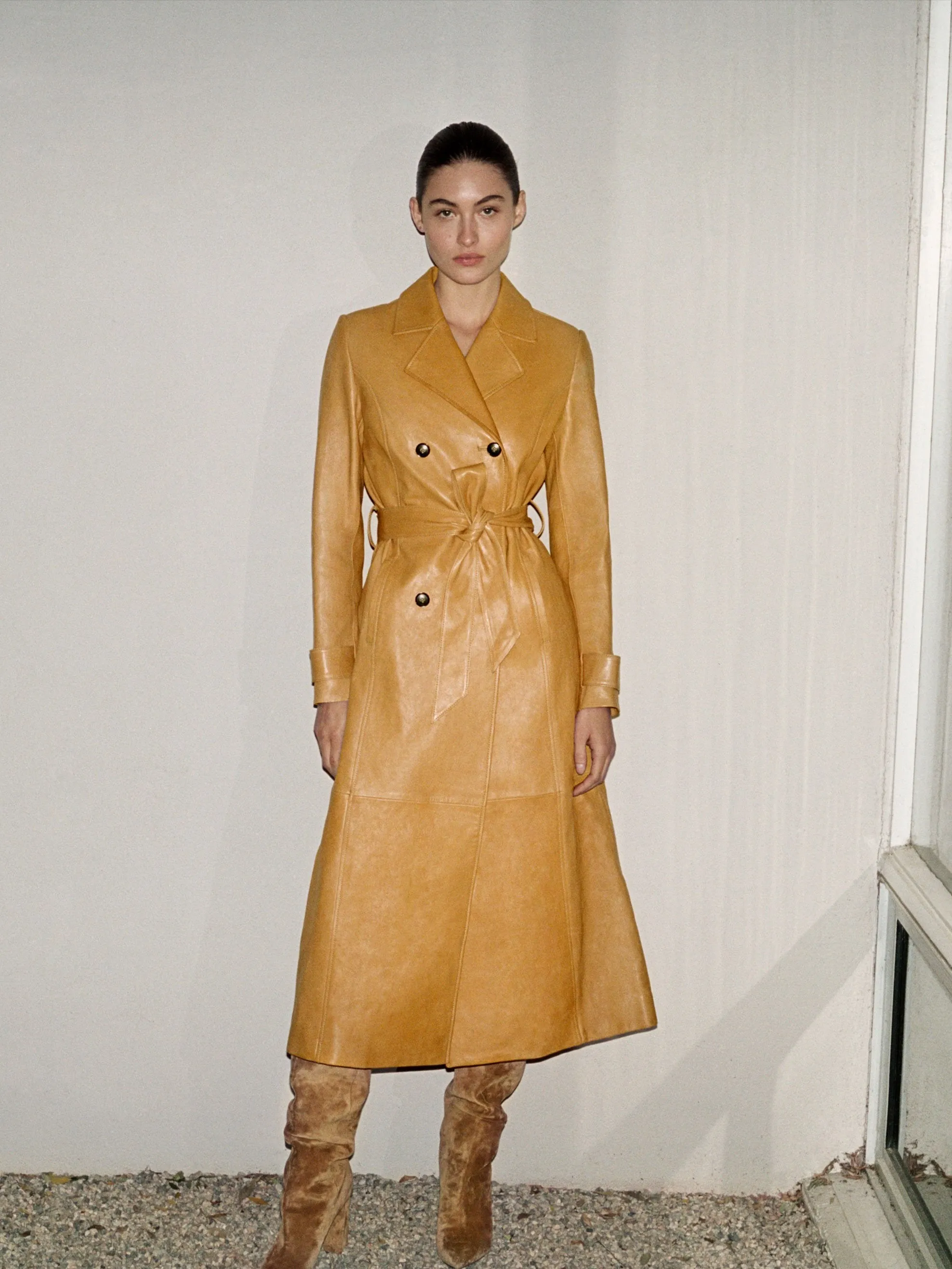 Leather Trench -- Caramel