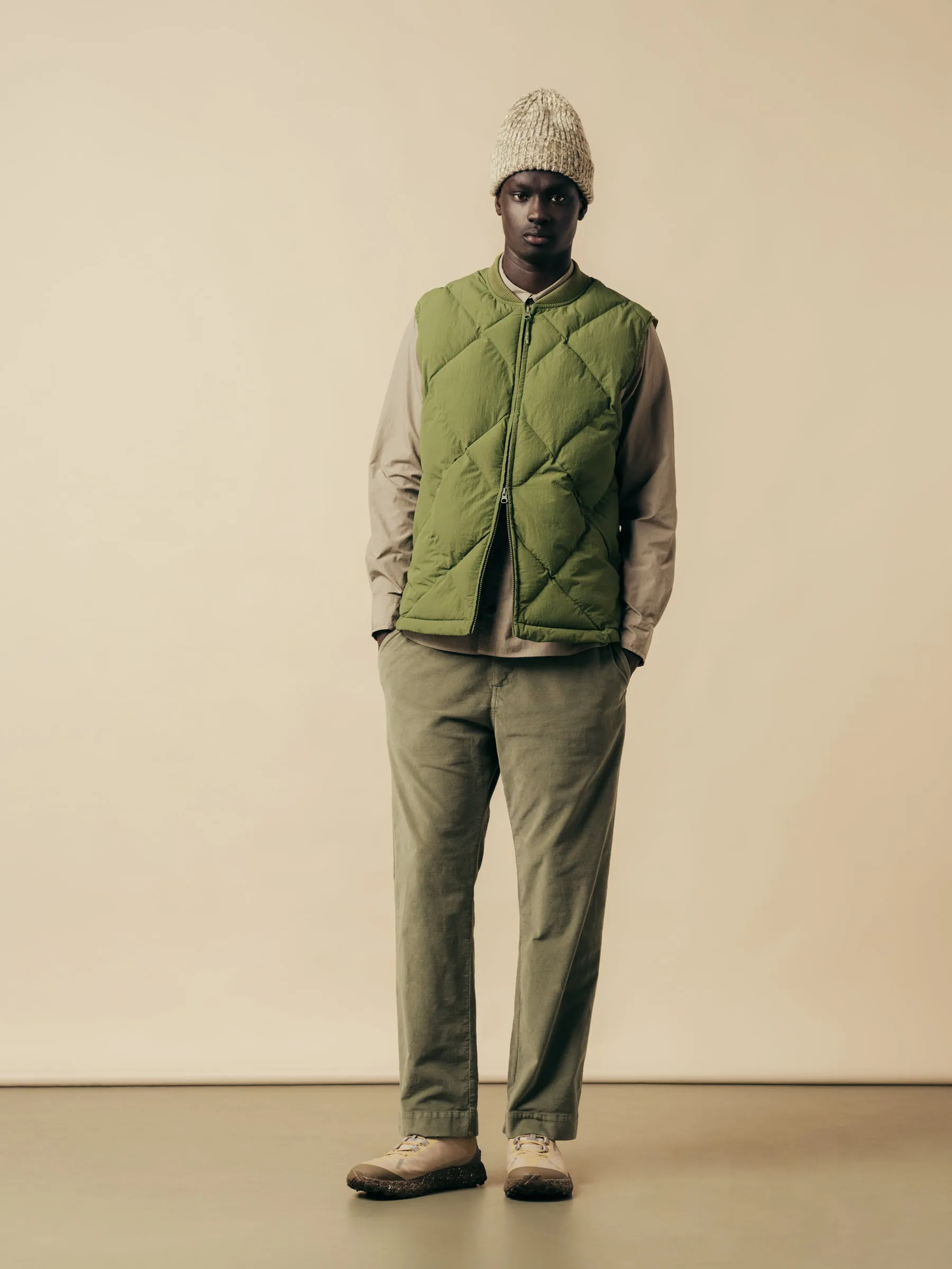 Linton Padded Vest In Grass Green Recycled Nylon