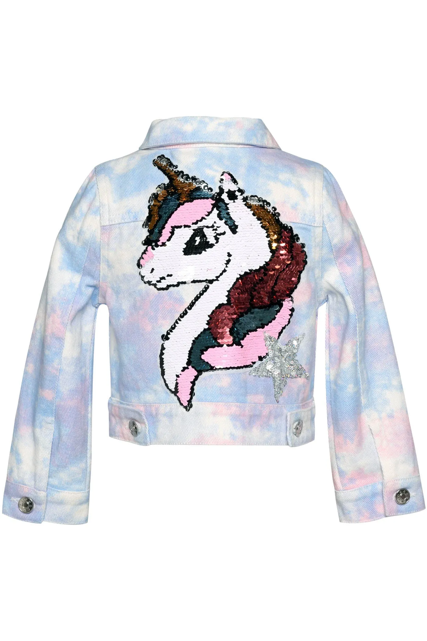 Little Girl's Tie Dye Cotton Candy Dreams Star Denim Jacket