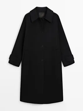 Long wool blend trench coat