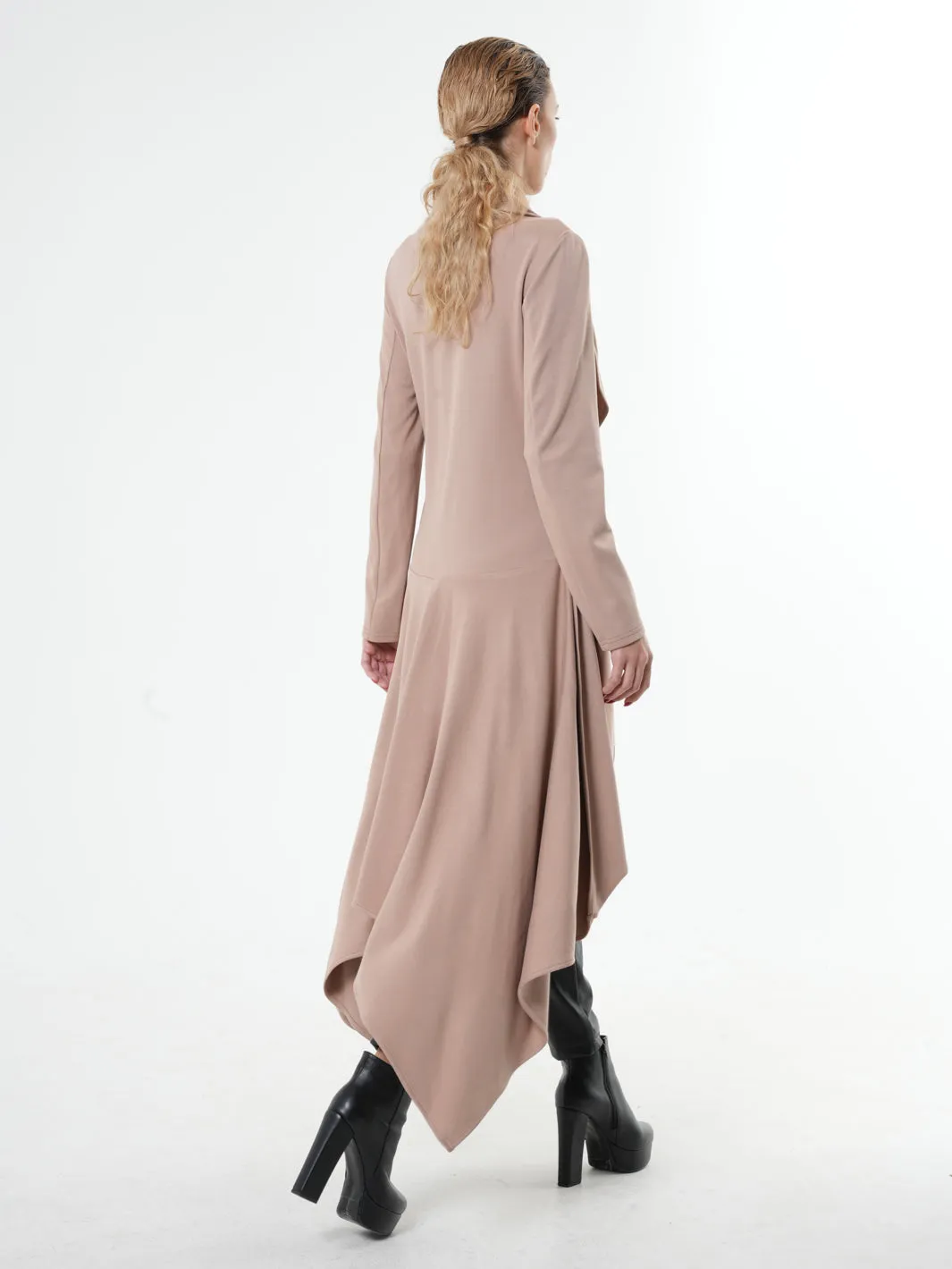 Long Zipper Cardigan With Drapings