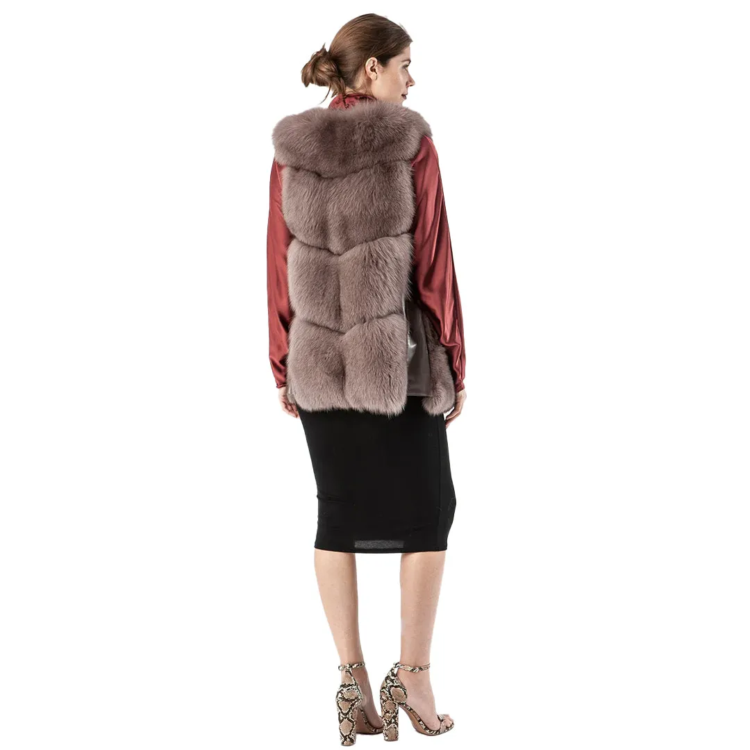 Luxury Fox Fur Gilet Mocha by Jayley