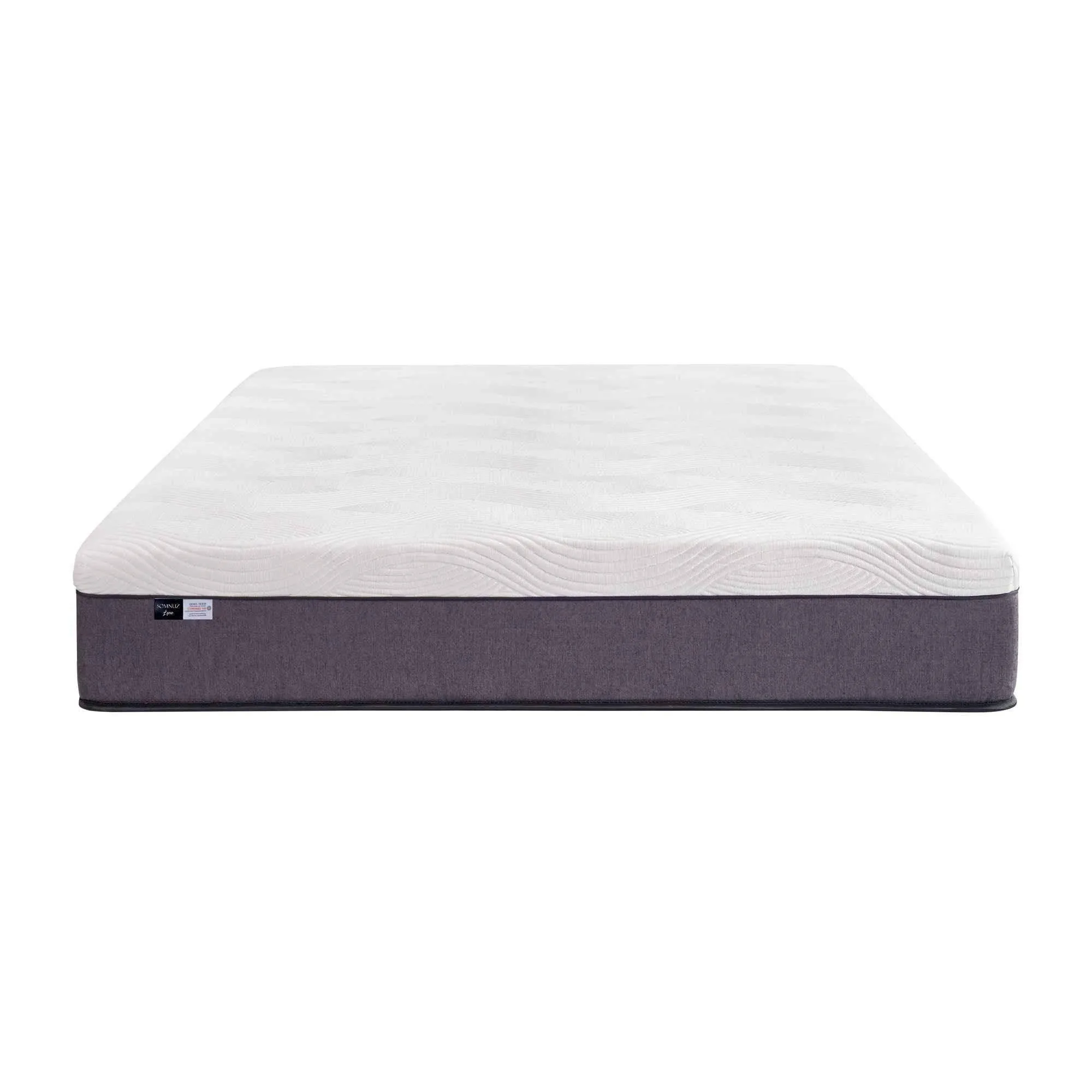 Manovel Grey Fabric Bed Frame (Water Repellent)   Somnuz® Luxe Hybrid Cooling Mattress