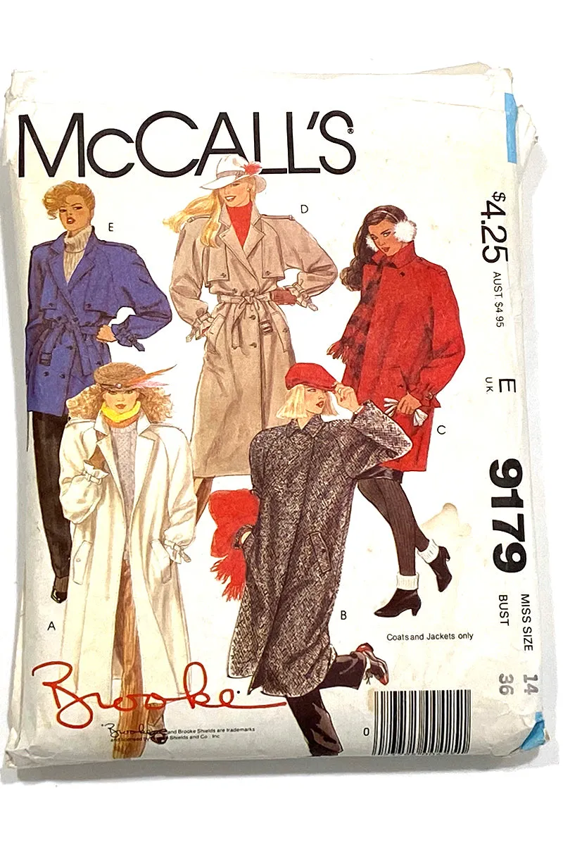 McCalls 9179 1984 Vintage Brooke Shields Oversized Coat Sewing Pattern