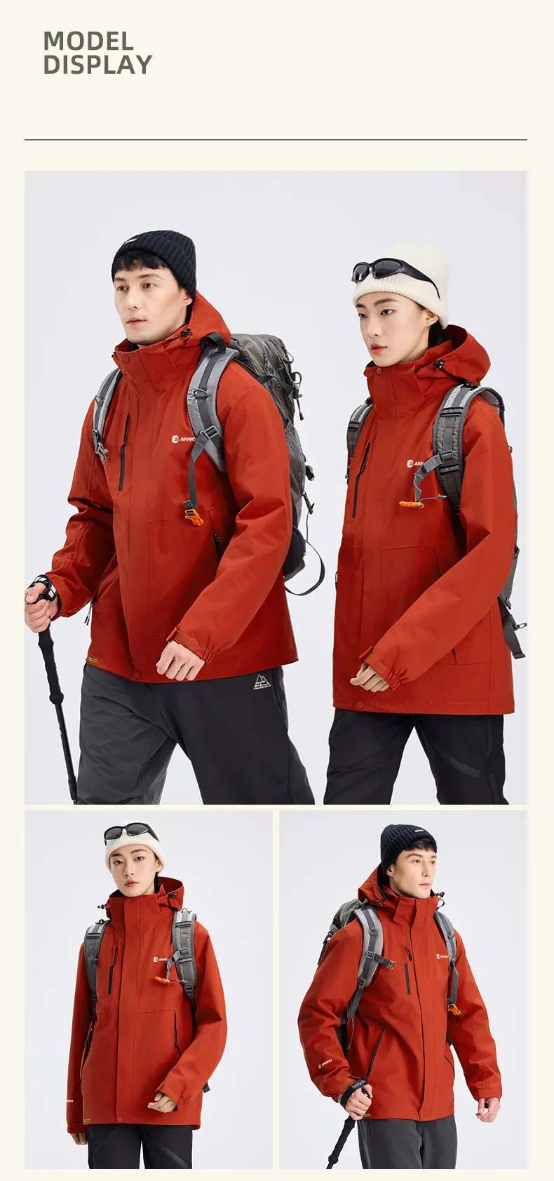 Men and Women's 3-in-1 Removable Outdoor Jacket