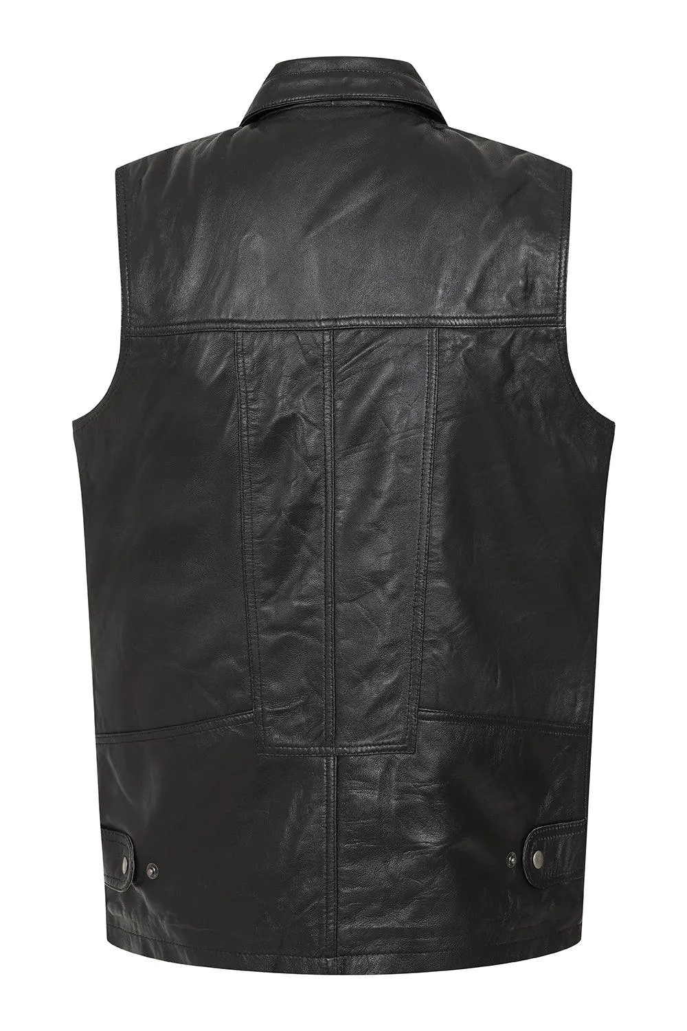 Men's Leather Sleeveless Gilet Black, Brown, Buff - 'VINNY VIG'