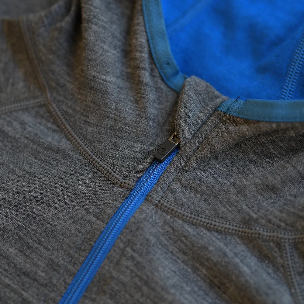 Mens Merino 200 Zip Neck Hoodie (Smoke)