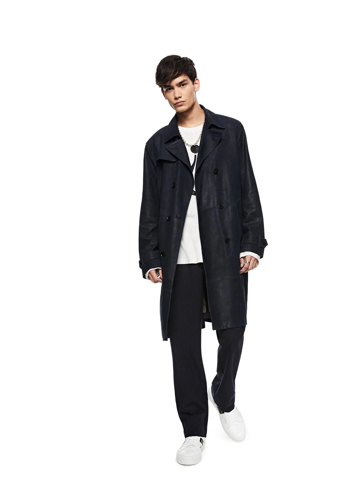 Midnight Suede Trench Coat