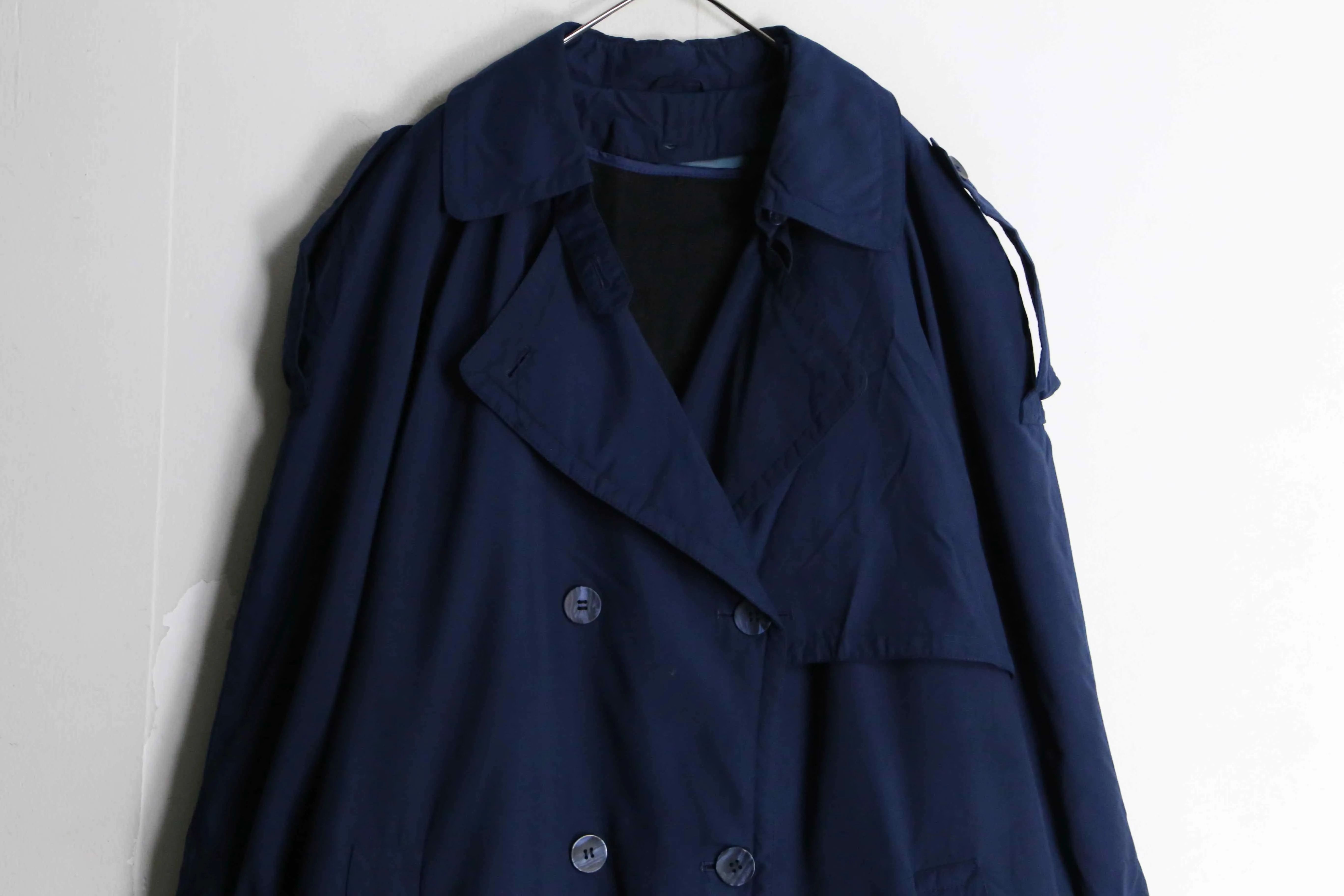 navy smooth long trench coat