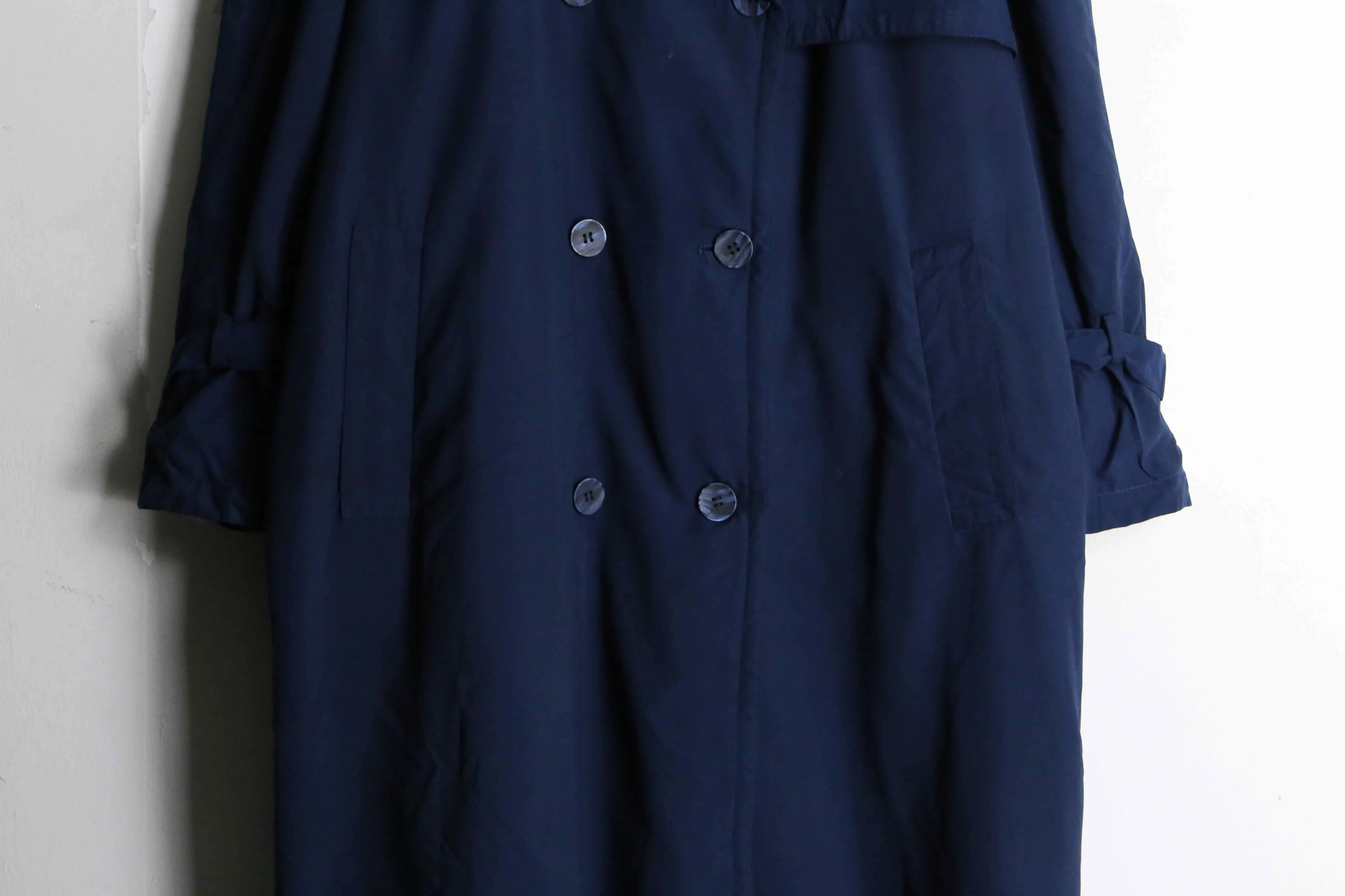 navy smooth long trench coat