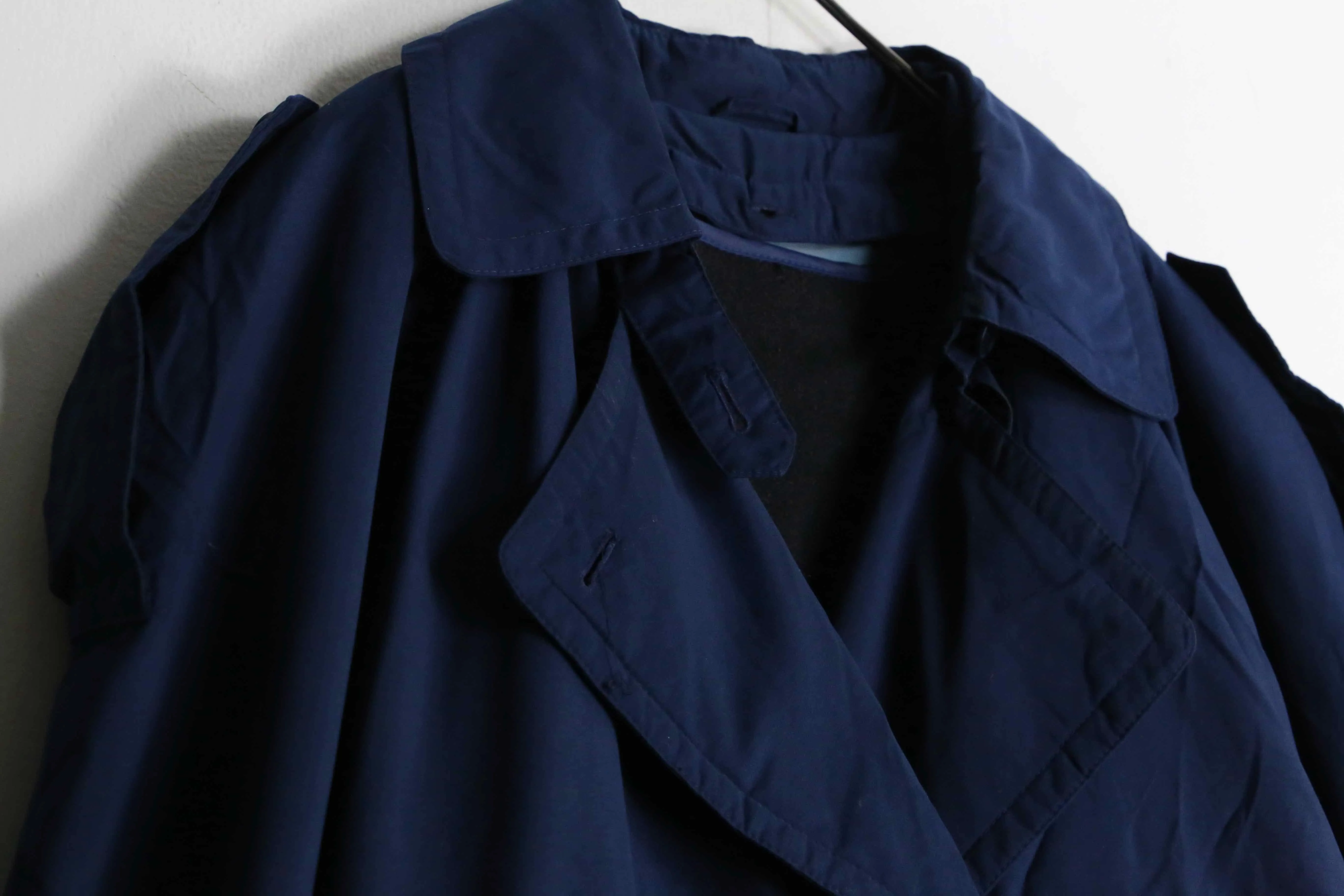 navy smooth long trench coat