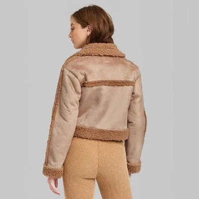 New - Wild Fable Women's Button Up Winter Faux Shearling Jacket