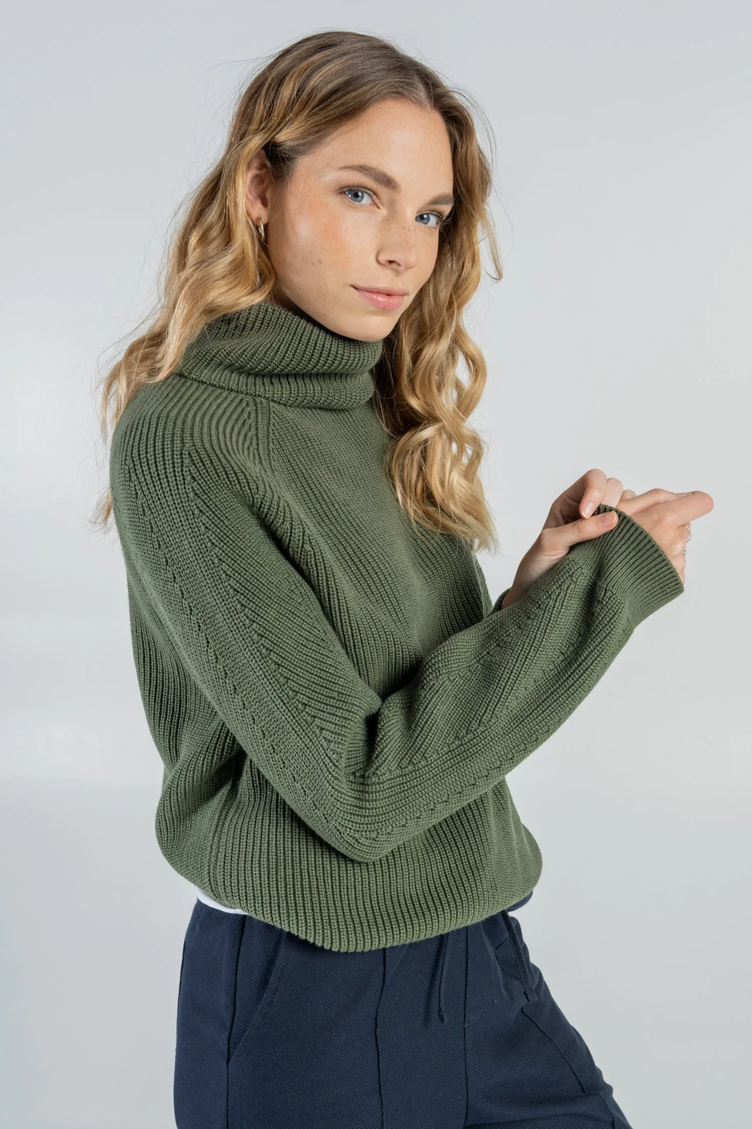 Organic Cotton Knitted Jumper Thyme Green