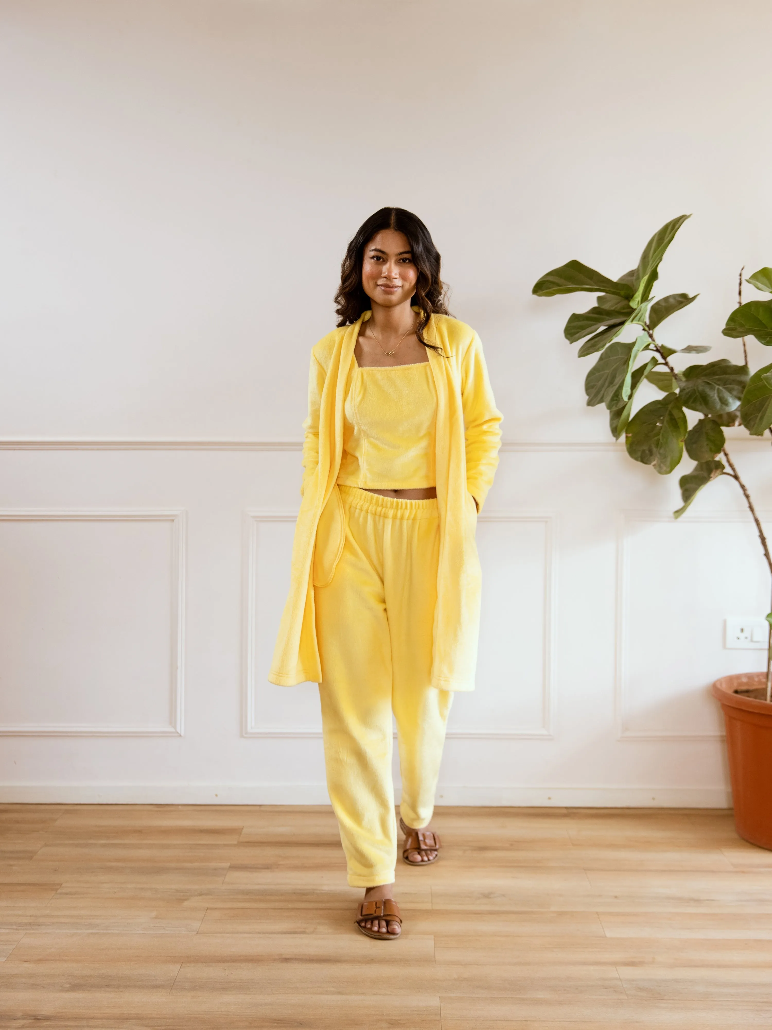 Pastel Yellow Super Soft Woollen 3 Piece Set