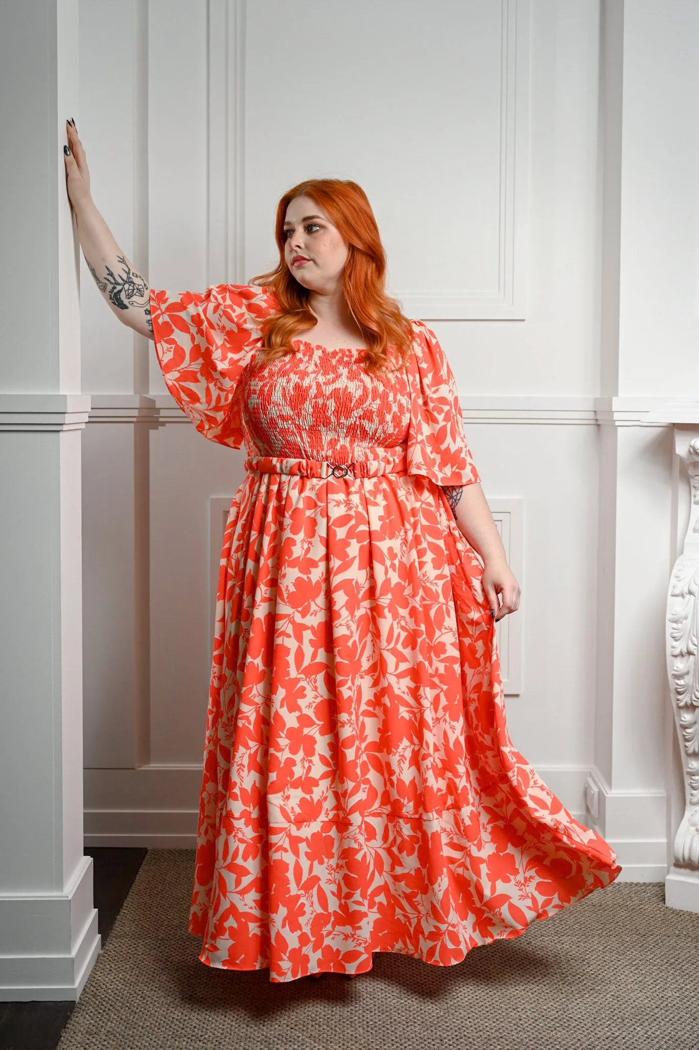 Priscilla Maxi Dress - Orange Floral