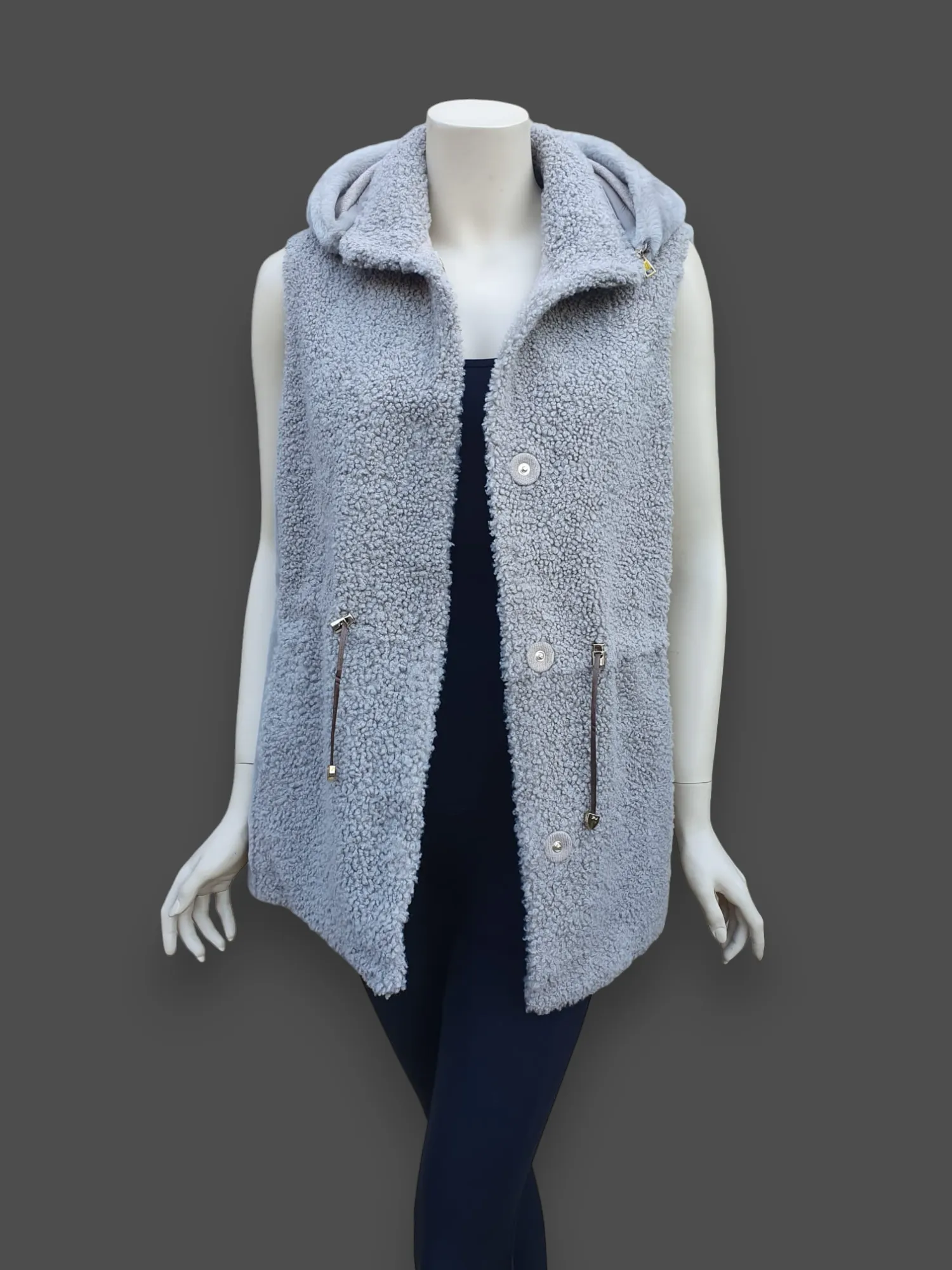 "Suprema" Sand Merino Shearling Vest w/ Reversible Cashmere - Size 42