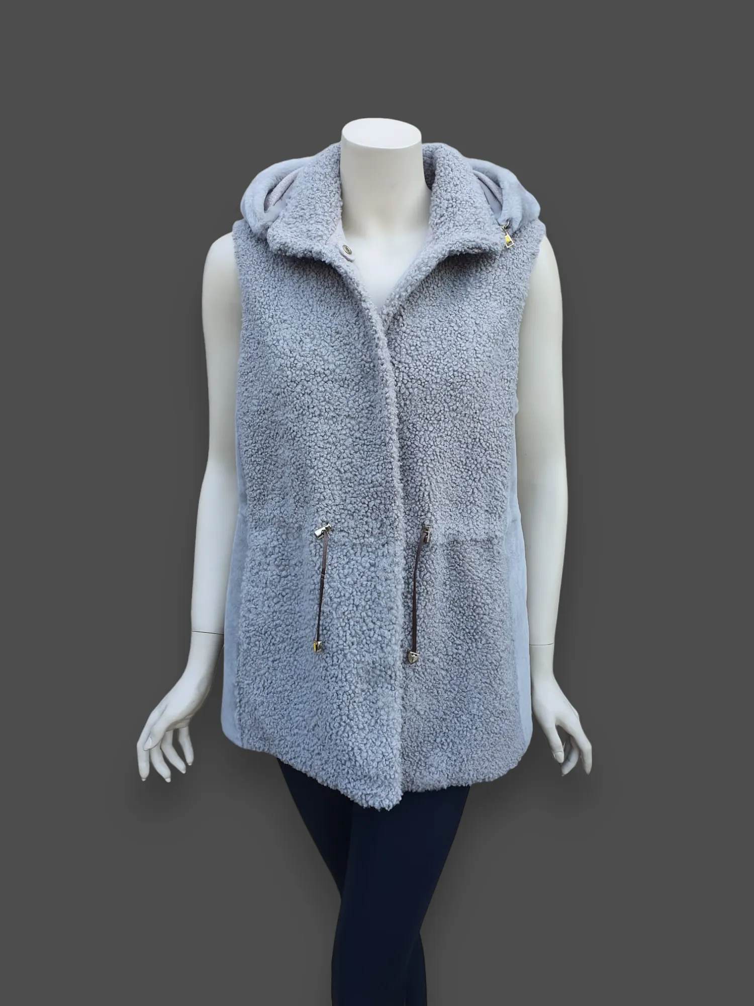 "Suprema" Sand Merino Shearling Vest w/ Reversible Cashmere - Size 42