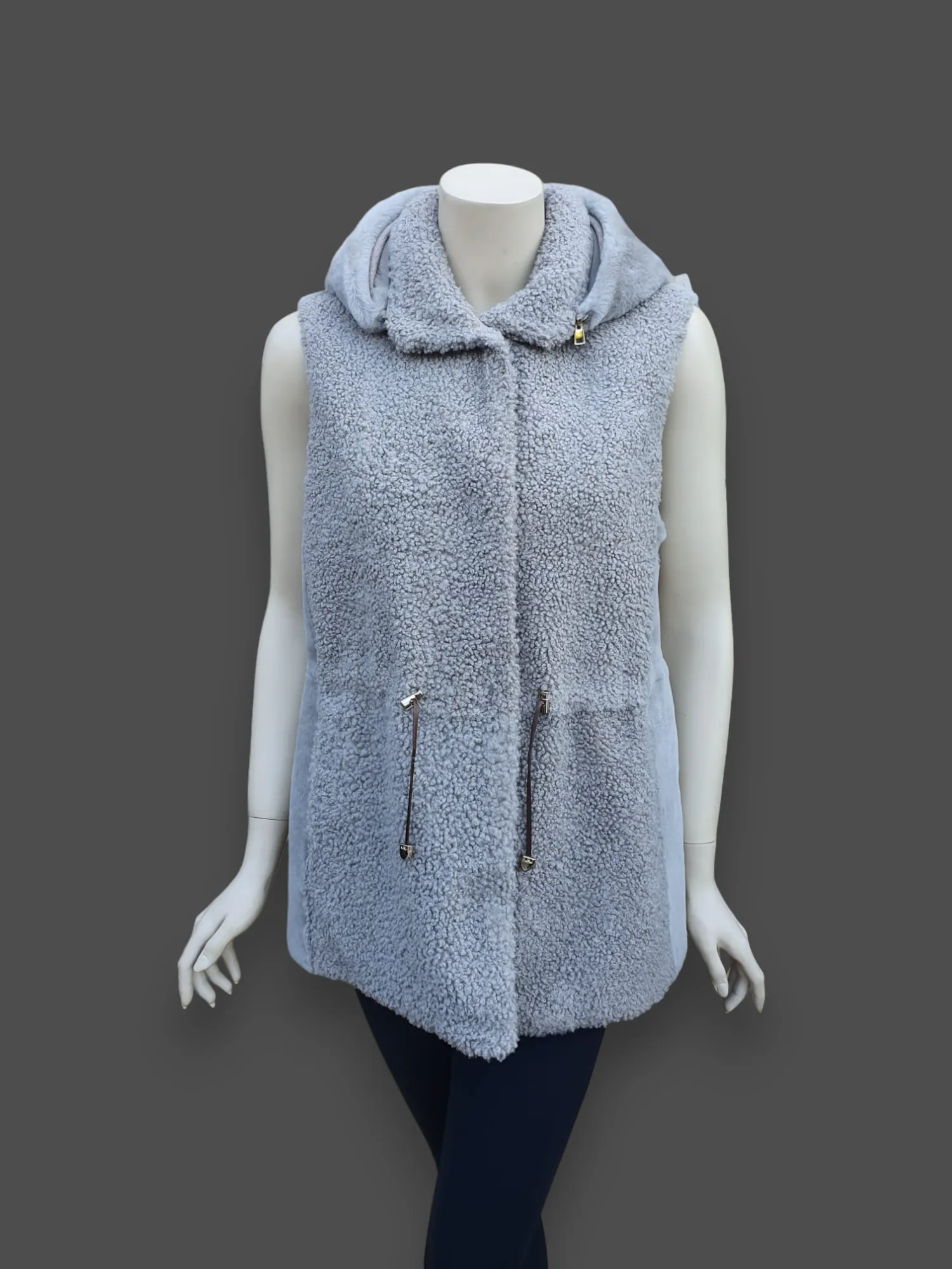 "Suprema" Sand Merino Shearling Vest w/ Reversible Cashmere - Size 42