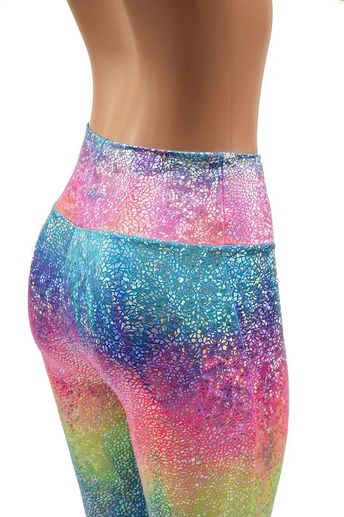 Rainbow Shattered Glass High Waist Solar Flares