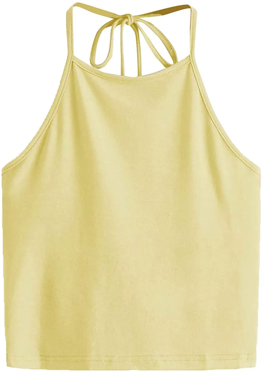 Romwe Women's Casual Camisole Sleeveless Vest Halter Cami Tank Top