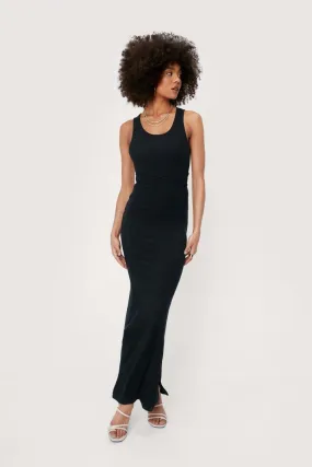 Scoop Neck Open Back Tie Maxi Dress