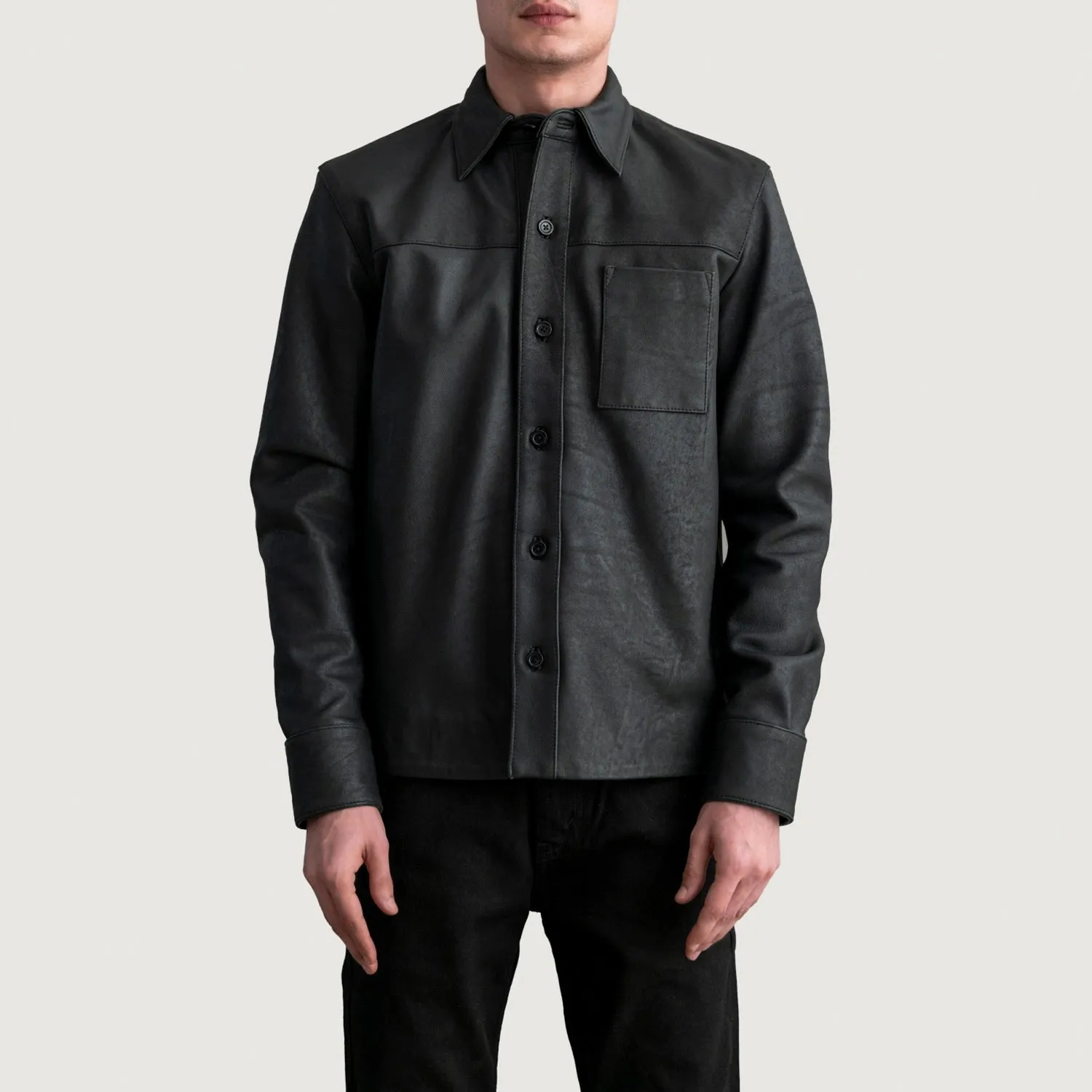 Scout Tumbled Black Leather Shirt