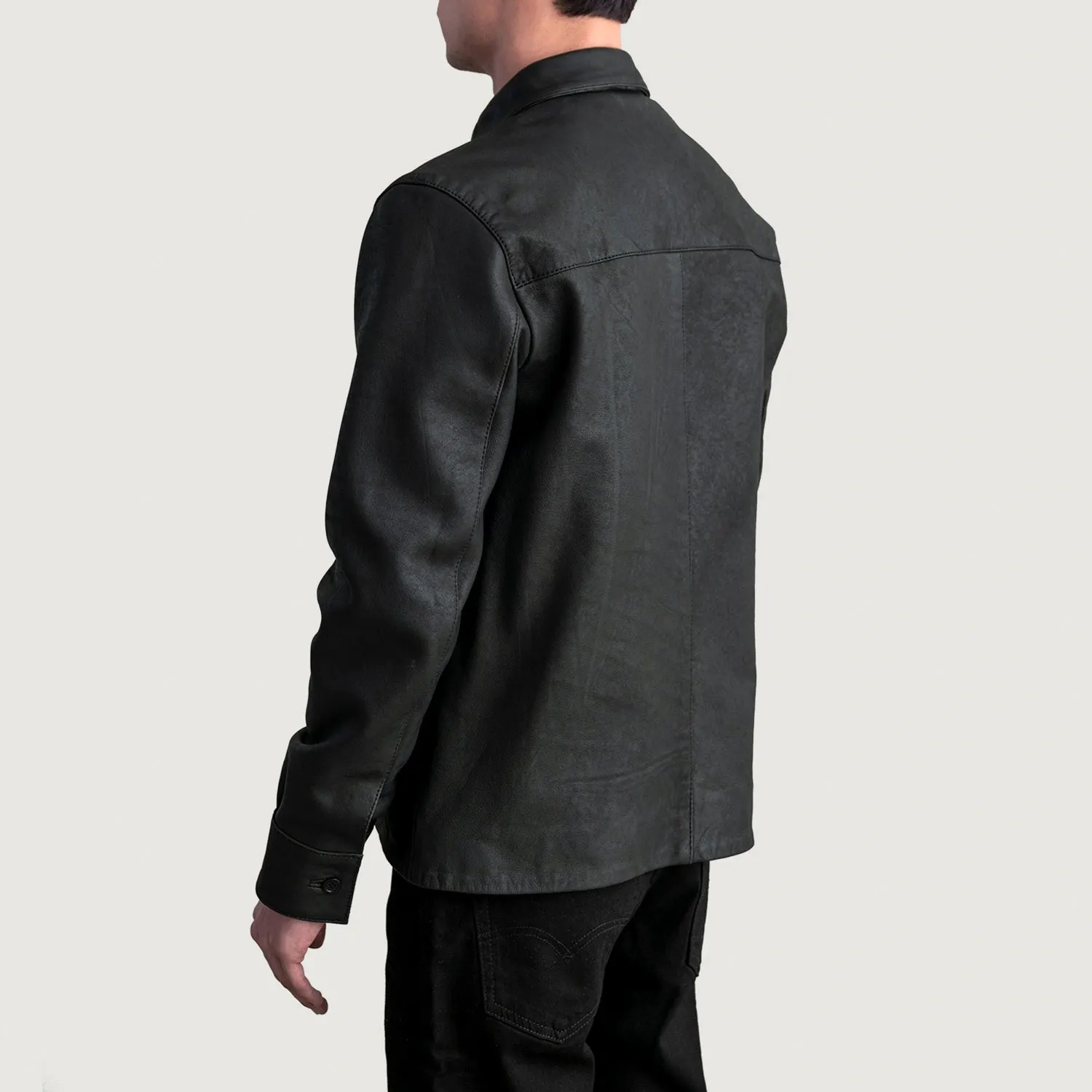 Scout Tumbled Black Leather Shirt