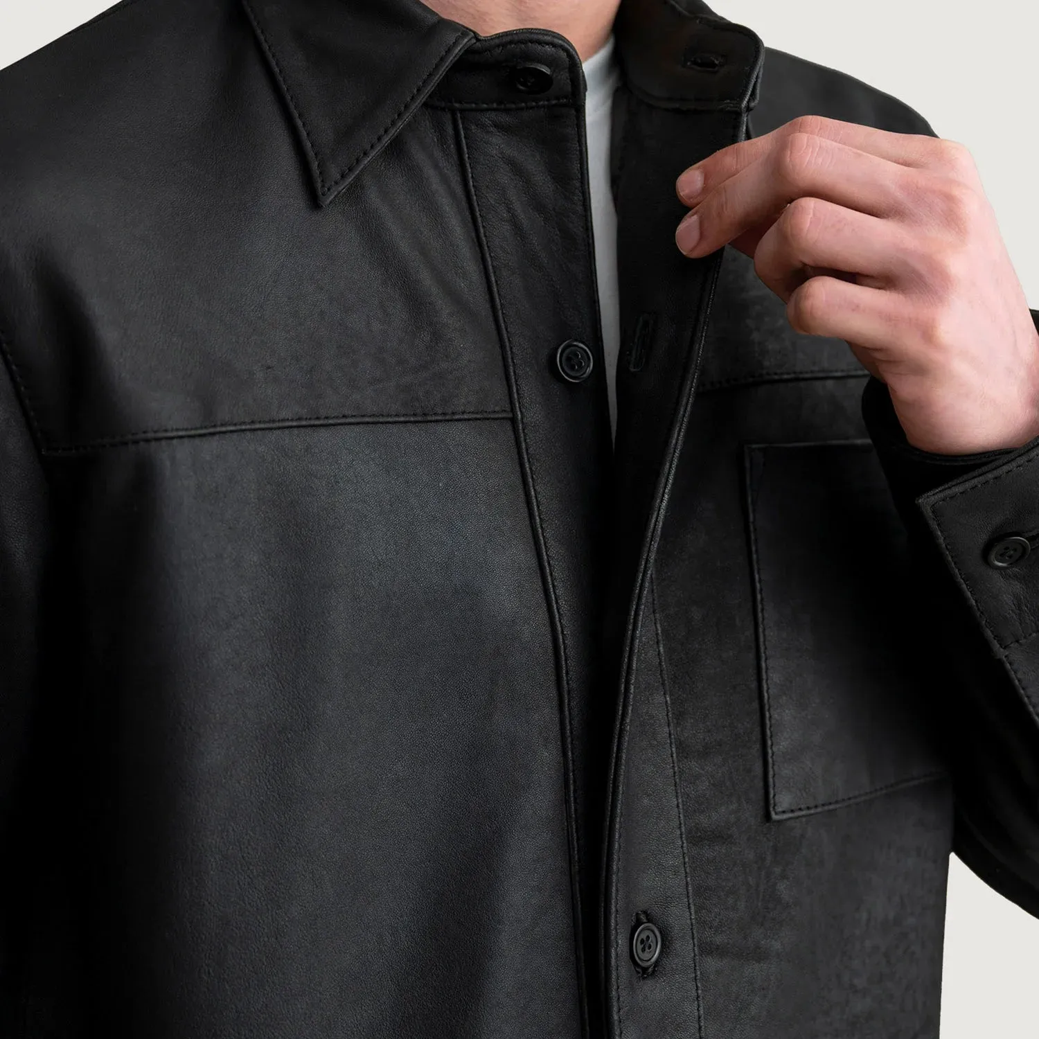 Scout Tumbled Black Leather Shirt