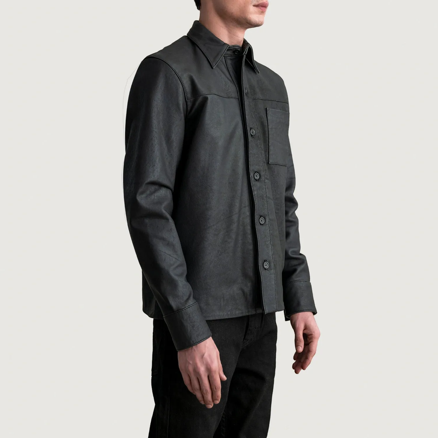 Scout Tumbled Black Leather Shirt