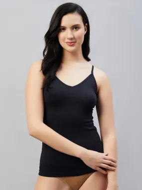 Seamless Women V Neck Line Camisole - Black