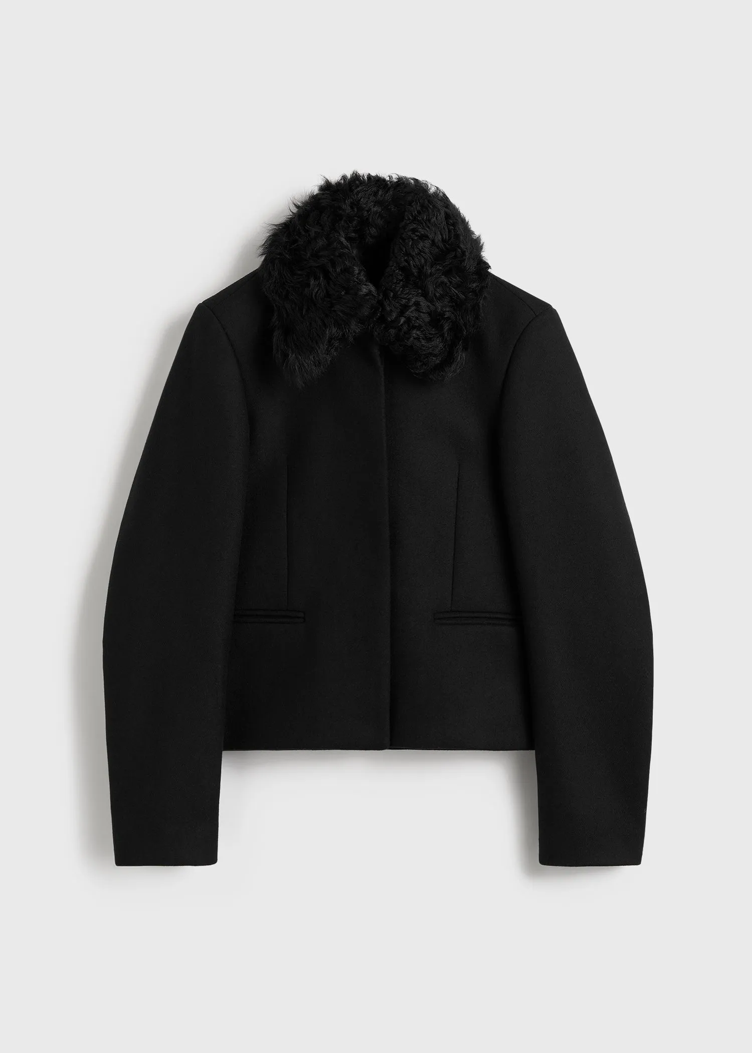 Shearling collar jacket black