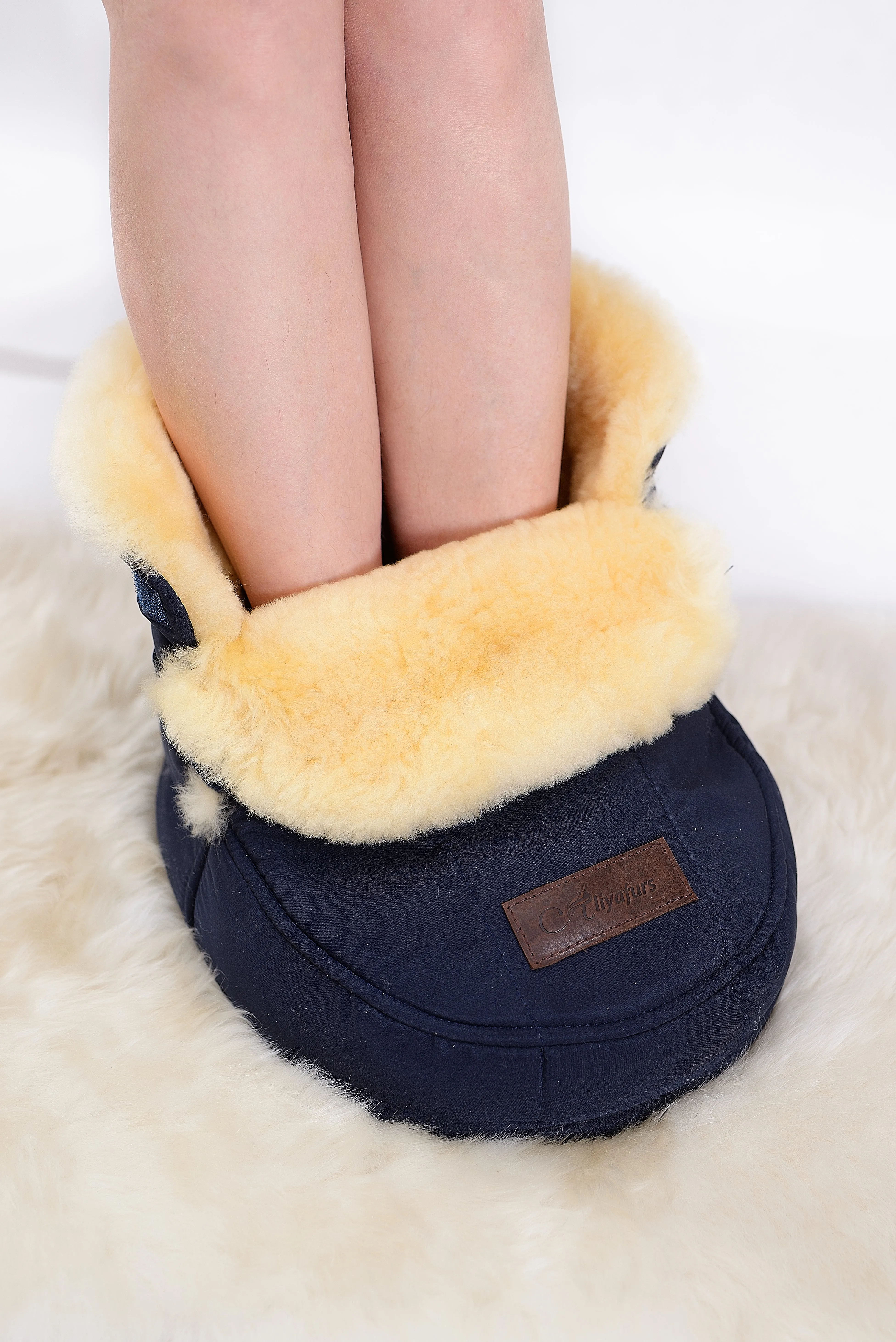 Sheepskin Foot Warmer in Blue color