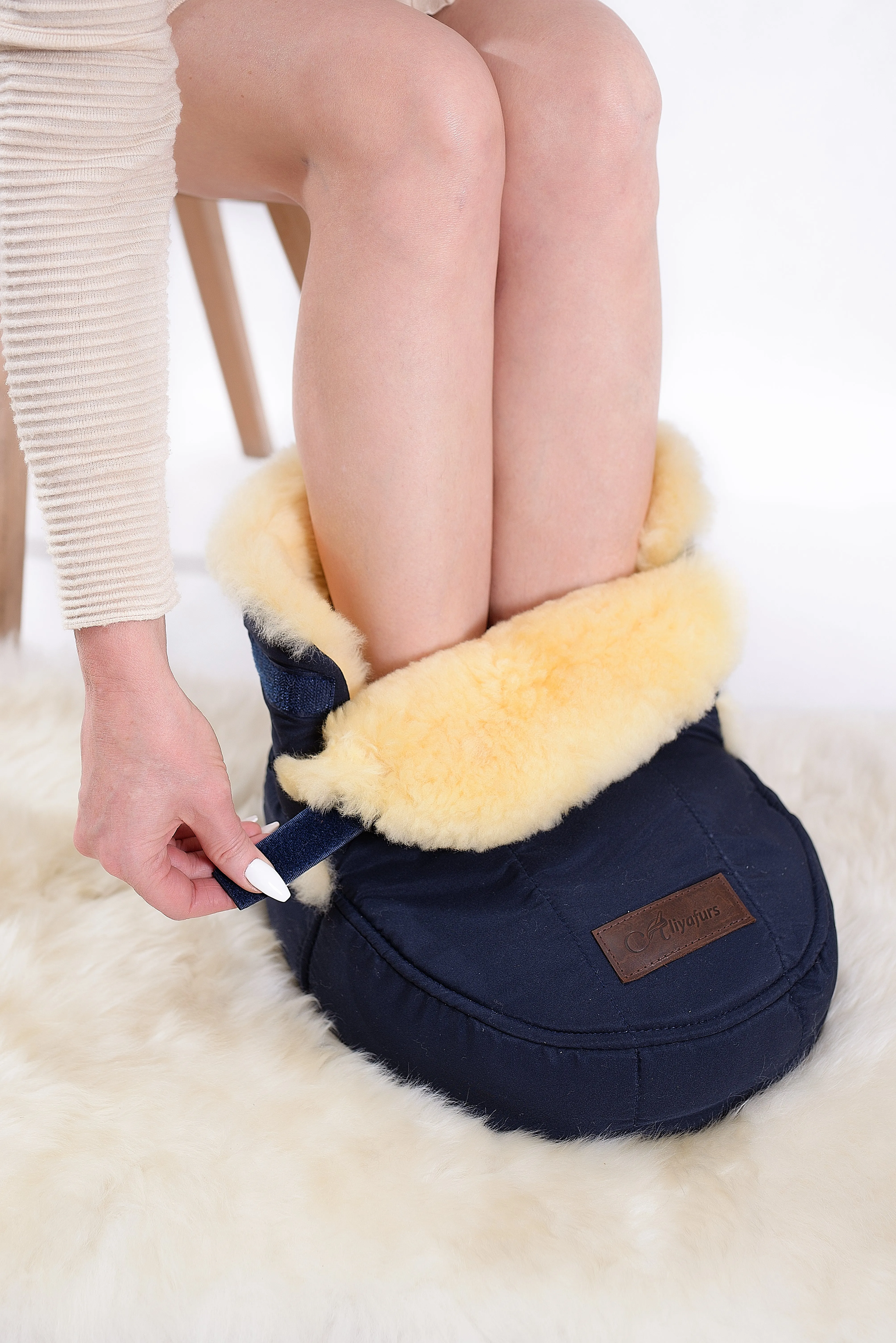 Sheepskin Foot Warmer in Blue color