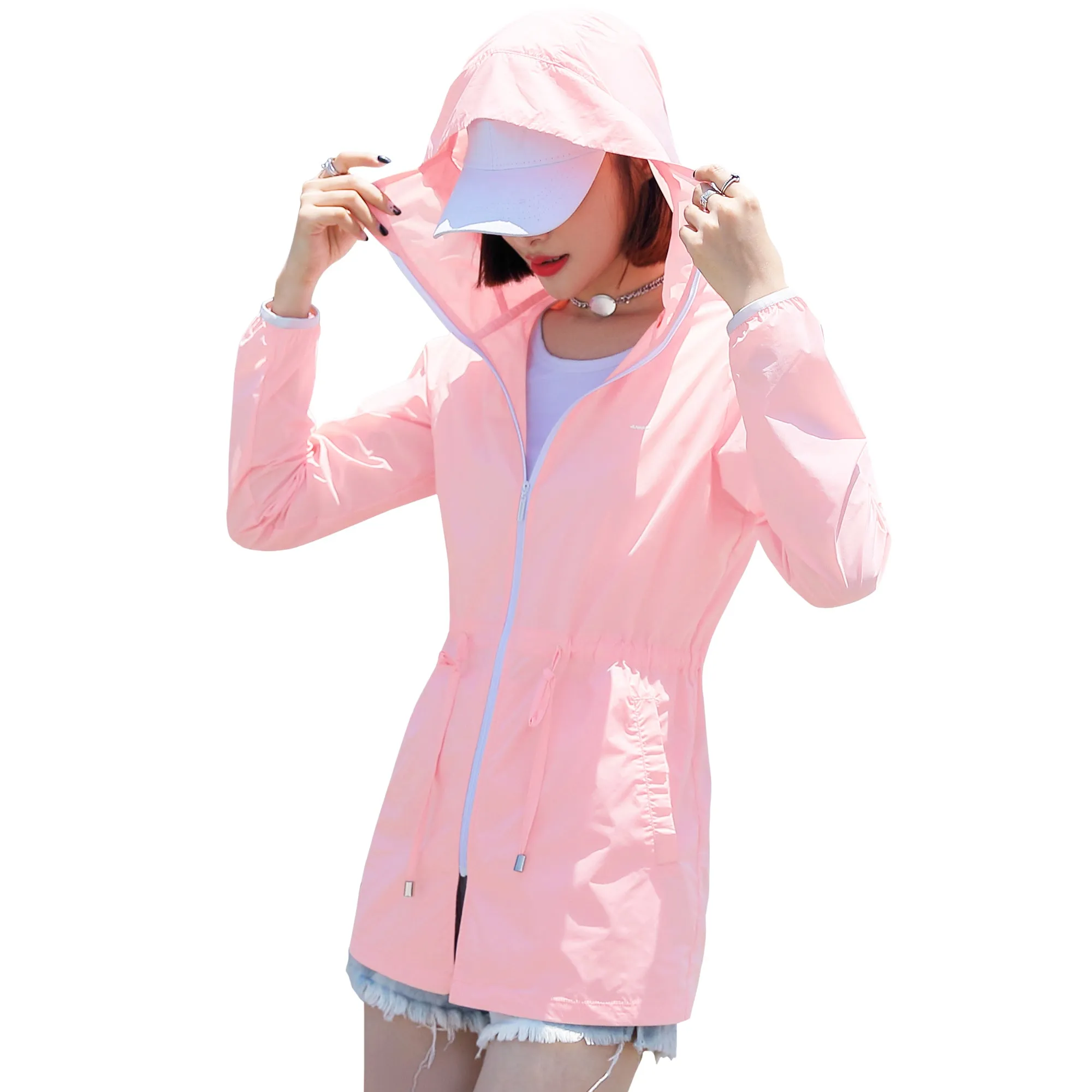 Sidiou Group Anniou Sun Protection Jacket Womens Anti UV UPF50  Quick Dry Hoodie Night Reflective YKK Zipper Lightweight Waterproof Windbreaker