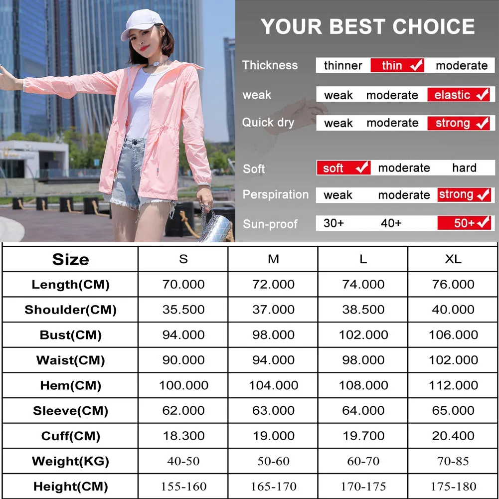 Sidiou Group Anniou Sun Protection Jacket Womens Anti UV UPF50  Quick Dry Hoodie Night Reflective YKK Zipper Lightweight Waterproof Windbreaker