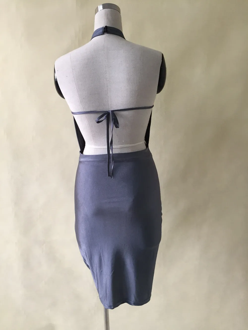 Summer turtleneck irregular pencil dress