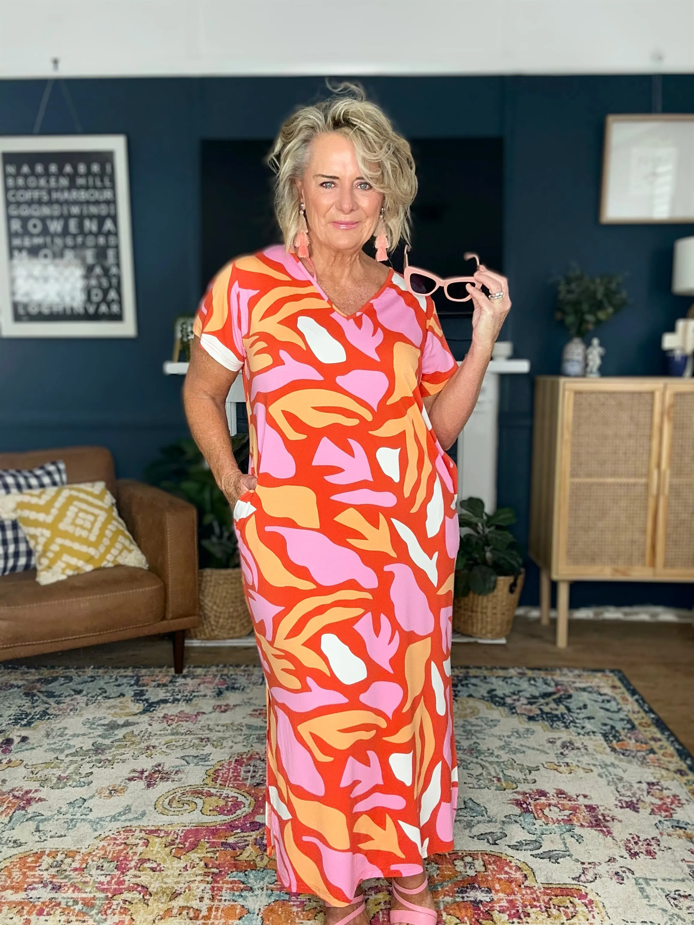 T-Shirt Maxi Dress | Coral Reef | FINAL SALE