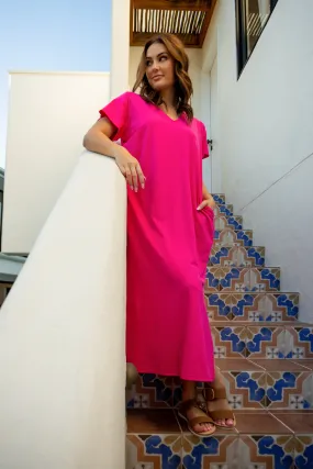 T-Shirt Maxi Dress | Magenta | FINAL SALE