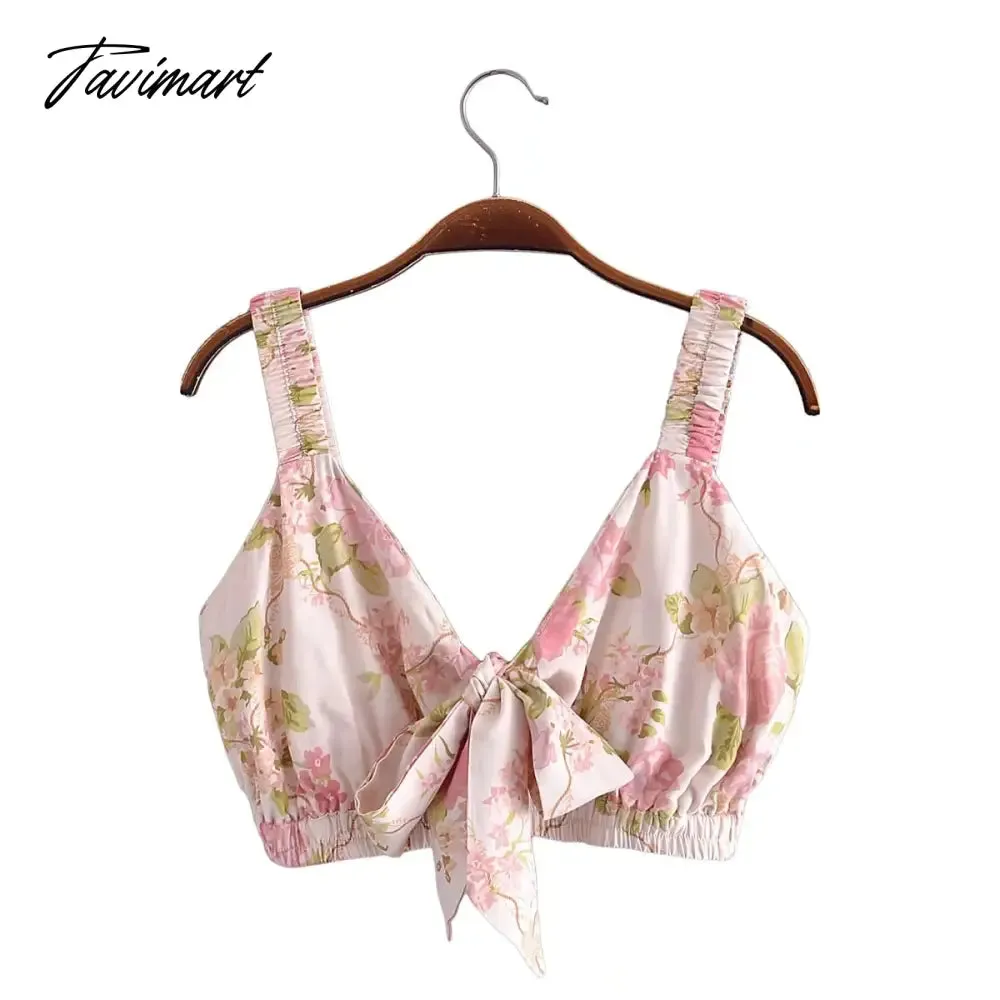 Tavimart Indie Folk Bohemian Vintage Floral Print Camisole Tanl And High Waist Midi SkirtsTops Sets Women