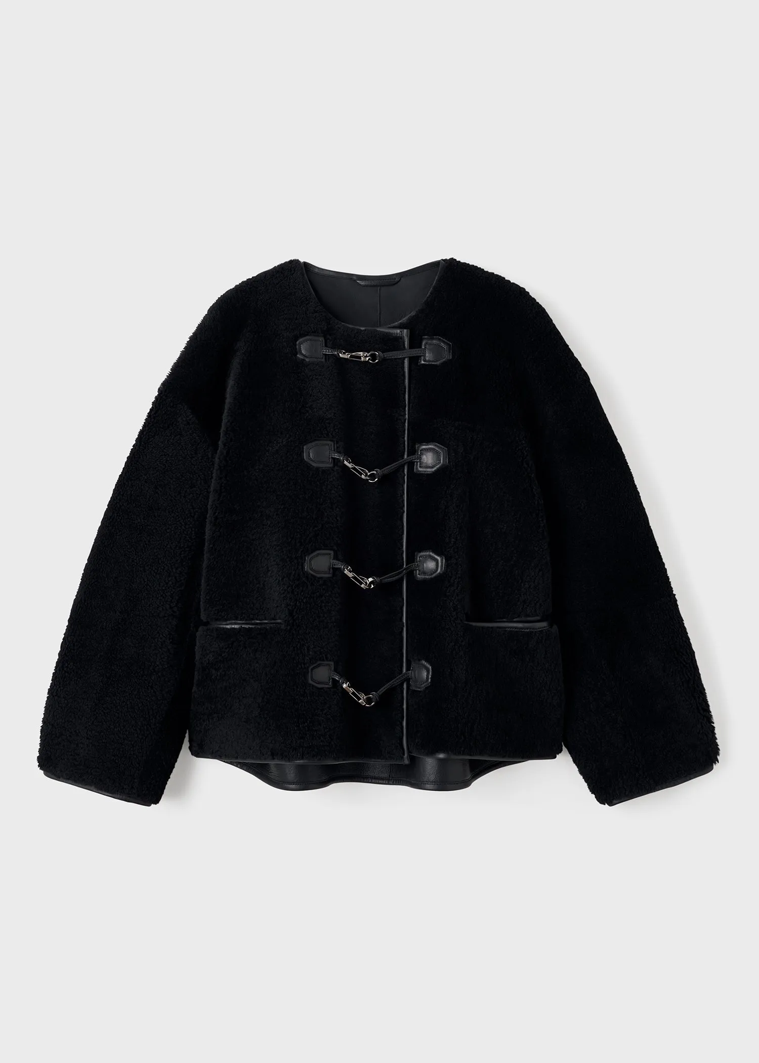 Teddy shearling clasp jacket black