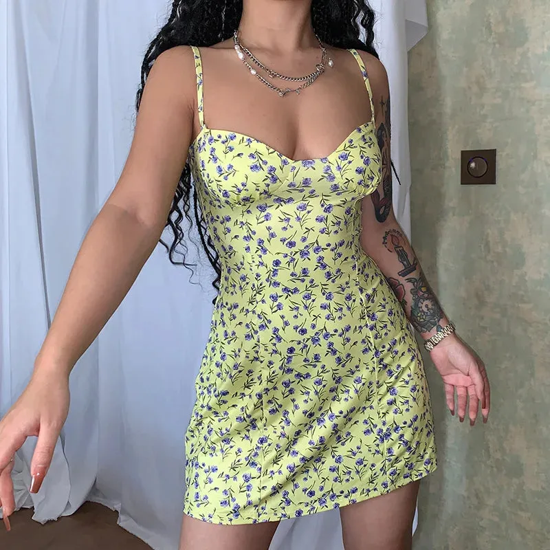 Territory Floral Print Mini Dress Woman Fashion Streetwear Y2k Vintage Boho Sleeveless Sundress Summer 2024 Dresses Women's Clothing New