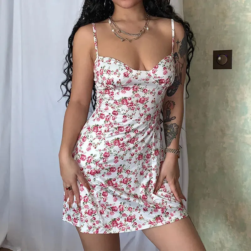 Territory Floral Print Mini Dress Woman Fashion Streetwear Y2k Vintage Boho Sleeveless Sundress Summer 2024 Dresses Women's Clothing New