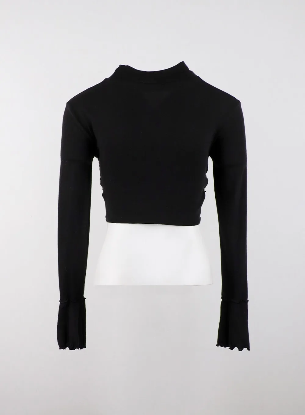 Turtleneck Rib Knit Long Sleeve Crop Top CD328