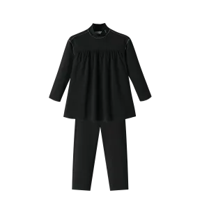 TURTLENECK SET WITH PIPING-BLACK