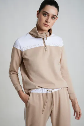 Turtleneck sweatshirt with half zipper