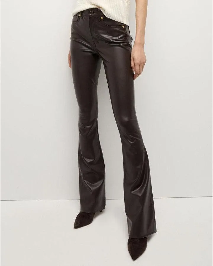 Veronica Beard Beverly Dark Chocolate Vegan Leather Skinny Flare Pant