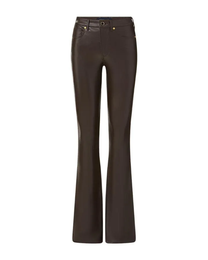 Veronica Beard Beverly Dark Chocolate Vegan Leather Skinny Flare Pant