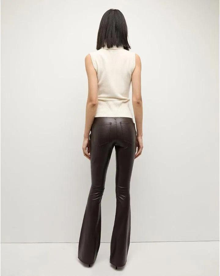 Veronica Beard Beverly Dark Chocolate Vegan Leather Skinny Flare Pant